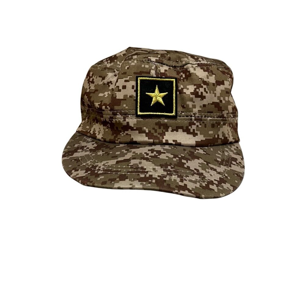 Digital Camo Brown Tan Play Dress Up Costume Army Hat Snapback Solider Adjust